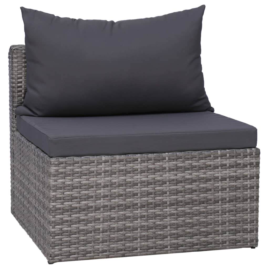 Set Divani da Giardino 3 pz con Cuscini Grigio in Polyrattan - homemem39