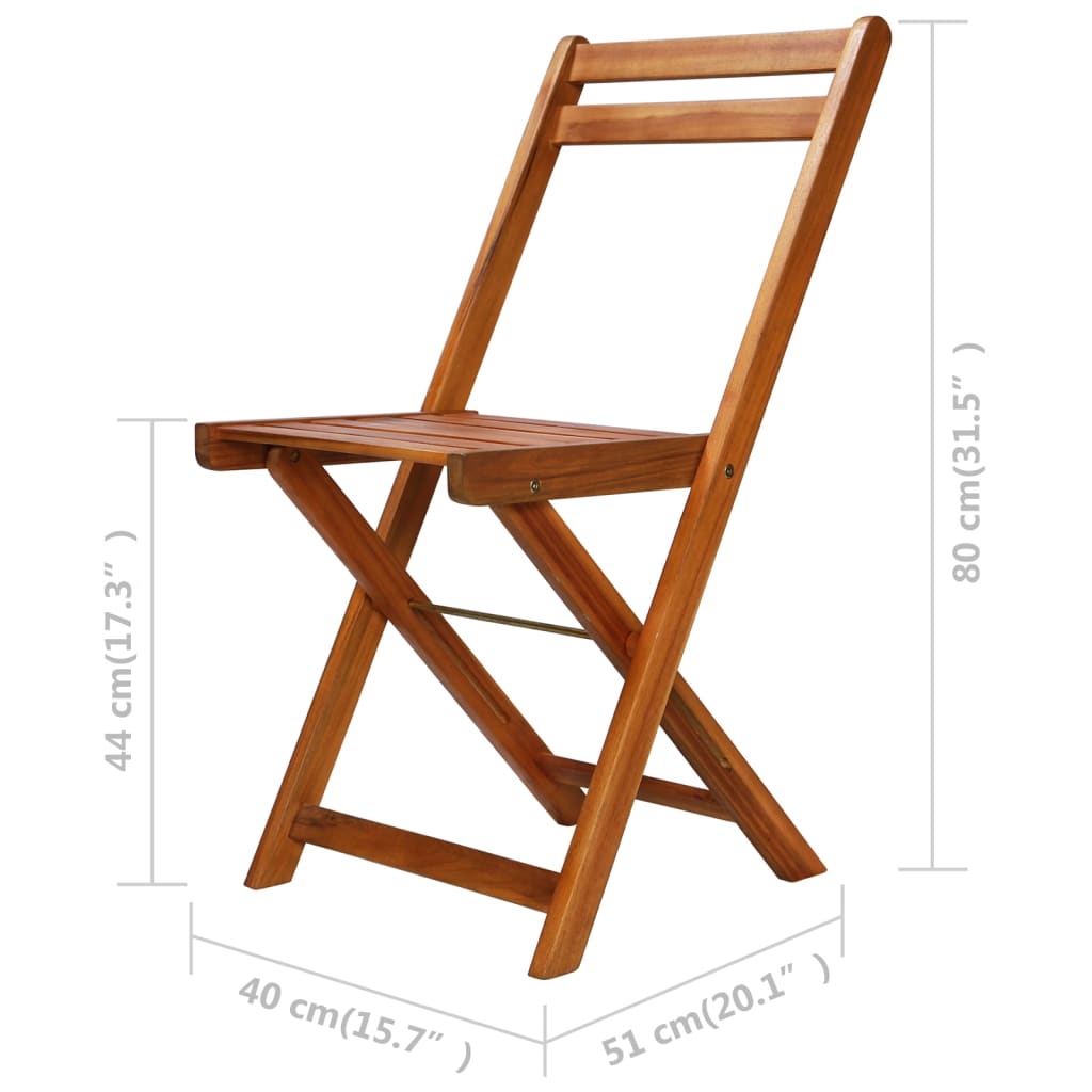 Sedie da Bistrò per Esterni 2 pz in Legno Massello di Acacia | homemem39
