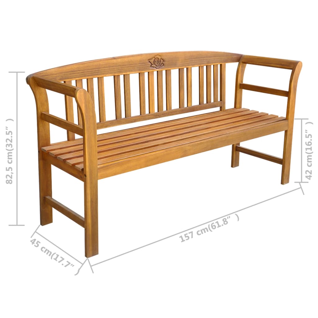 Panca da Giardino 157 cm in Legno Massello di Acacia - homemem39