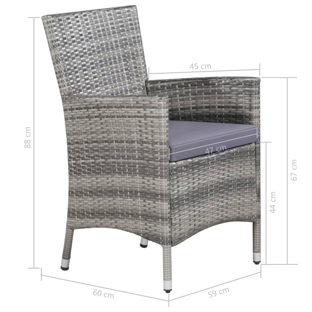 Set da Pranzo da Giardino 11 pz con Cuscini Polyrattan Grigio | homemem39