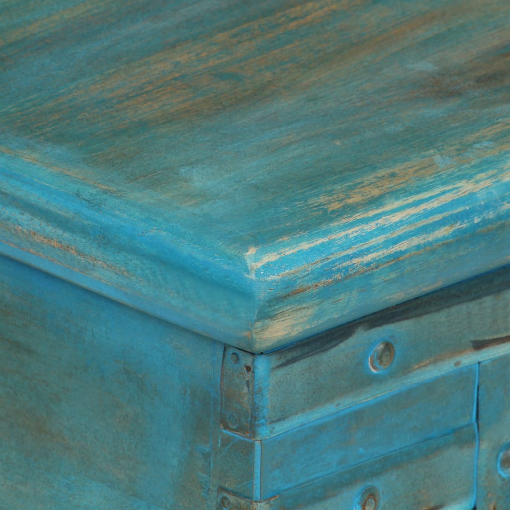 Cassapanca in Legno Massello di Mango Blu 100x40x41 cm - homemem39