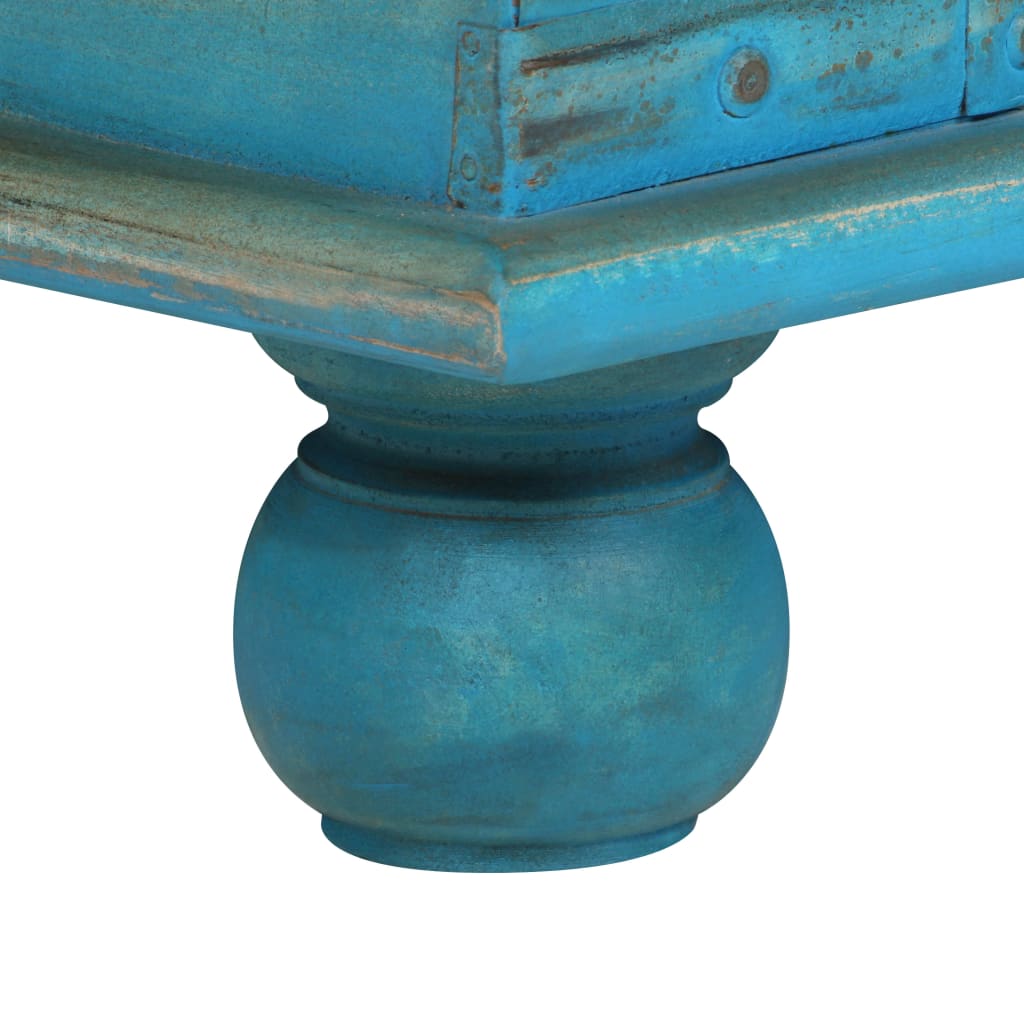 Cassapanca in Legno Massello di Mango Blu 100x40x41 cm - homemem39