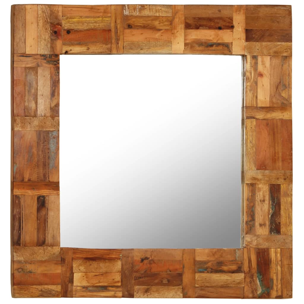 Specchio da Parete in Legno Massello di Recupero 60x60 cm - homemem39
