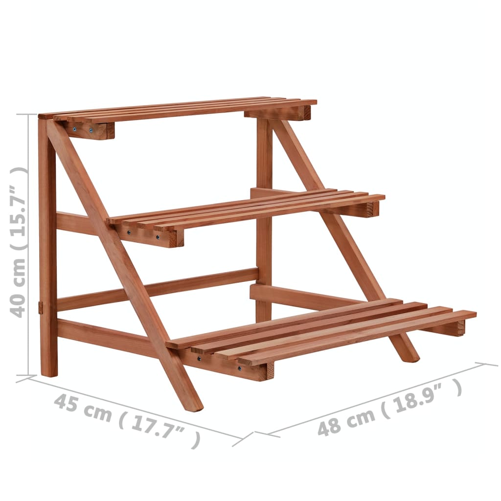 Piedistallo per Piante a 3 Mensole in Legno di Cedro 48x45x40cm - homemem39
