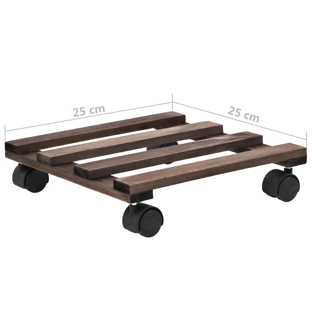 Pedane con Ruote per Piante 4 pz in Legno di Cedro 25x25 cm | homemem39
