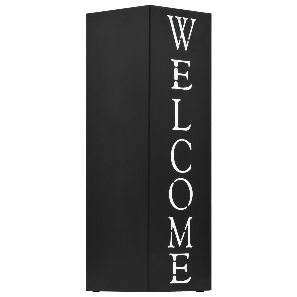 Welcome Umbrella Stand in Black Steel