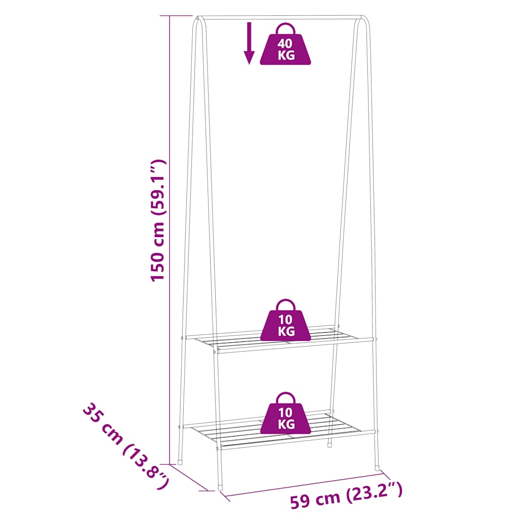 Appendiabiti 59x35x150 cm Nero - homemem39