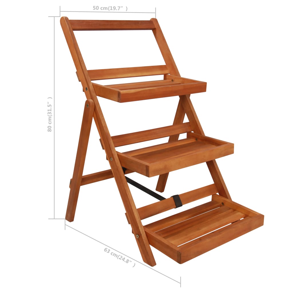 Piedistallo per Piante a 3 Livelli 50x63x80cm Massello d'Acacia - homemem39