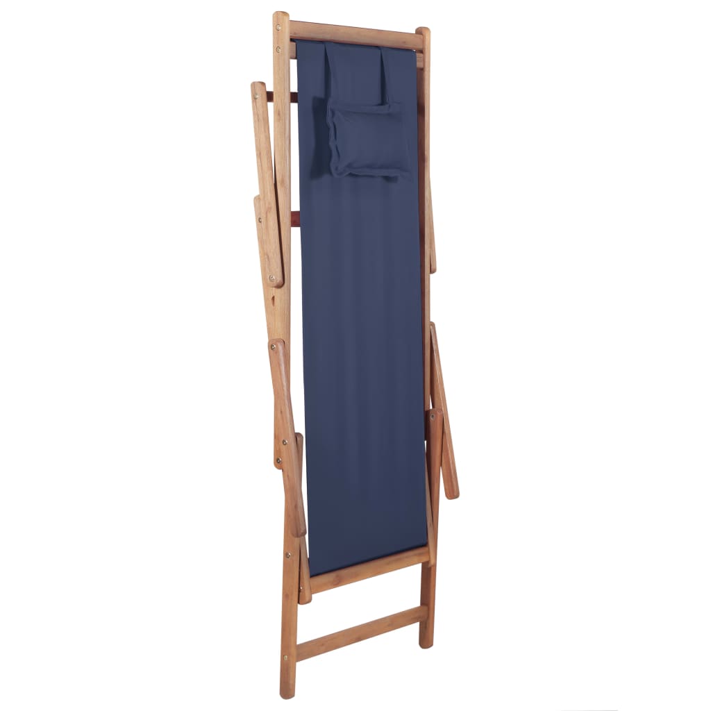 Sdraio da Spiaggia Pieghevole Telaio in Legno e Tessuto Blu - homemem39