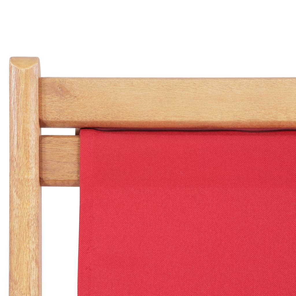 Sdraio da Spiaggia Pieghevole Telaio in Legno e Tessuto Rosso - homemem39