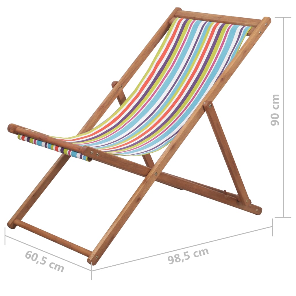 Sdraio da Spiaggia Pieghevole Telaio Legno Tessuto Multicolore - homemem39