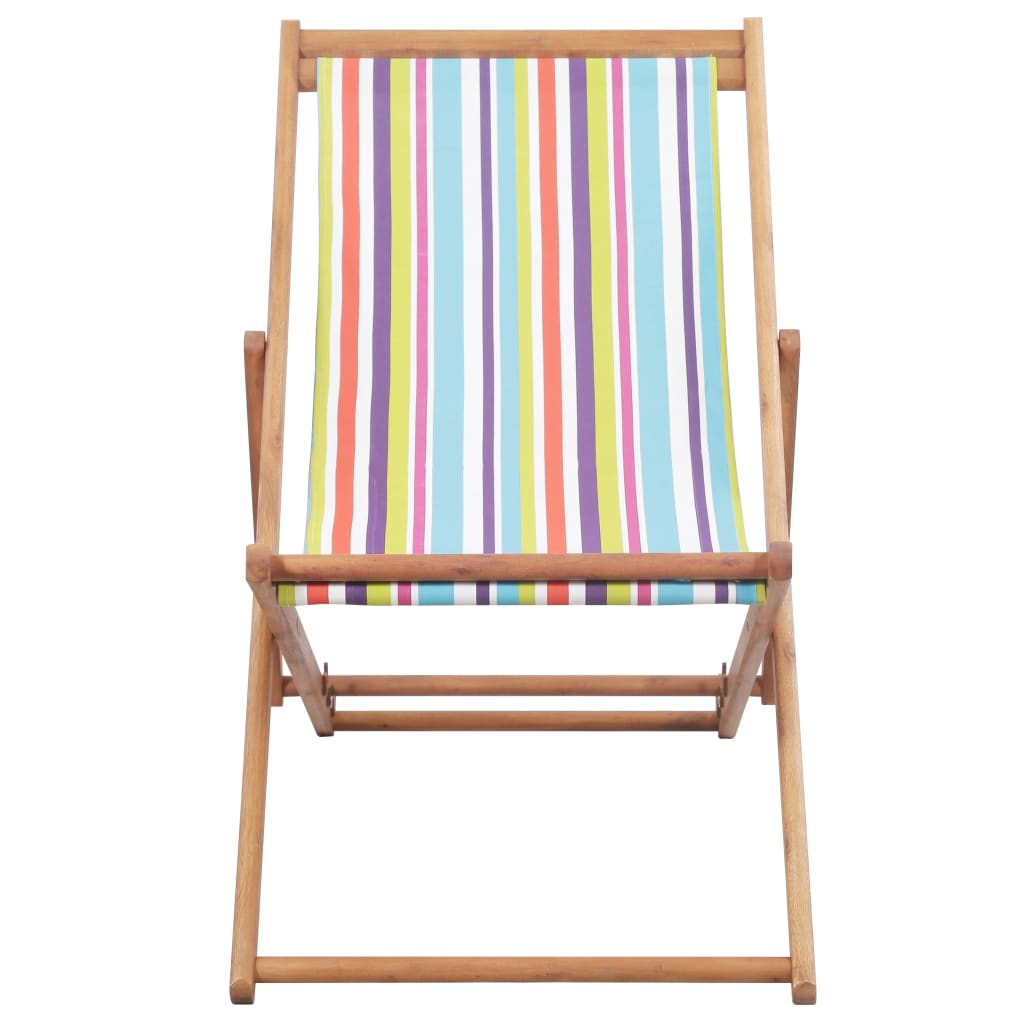 Sdraio da Spiaggia Pieghevole Telaio Legno Tessuto Multicolore - homemem39