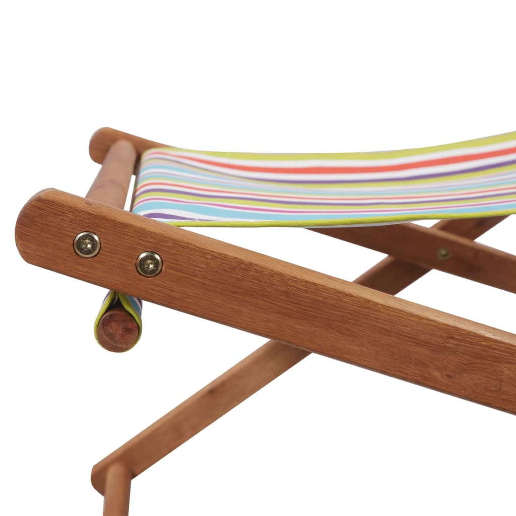 Sdraio da Spiaggia Pieghevole Telaio Legno Tessuto Multicolore - homemem39