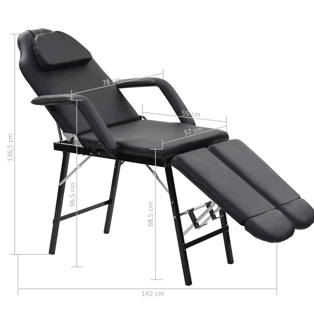 Lettino da Massaggio Portatile in Similpelle 185x78x76 cm Nero | homemem39