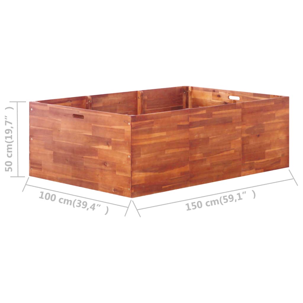 Letto Rialzato da Giardino in Legno di Acacia 150x100x50 cm