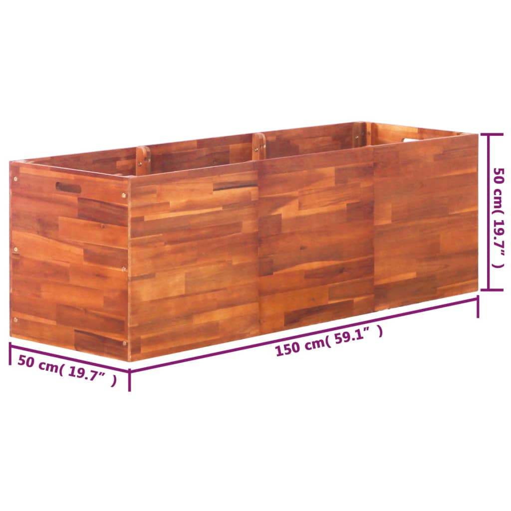 Letto Rialzato da Giardino in Legno di Acacia 150x50x50 cm | homemem39