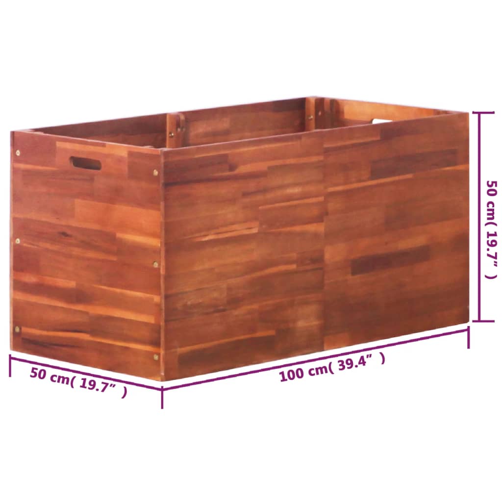 Letto Rialzato da Giardino in Legno di Acacia 100x50x50 cm - homemem39