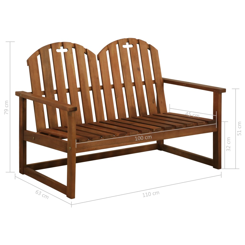Panchina da Giardino 110 cm in Legno Massello di Acacia - homemem39