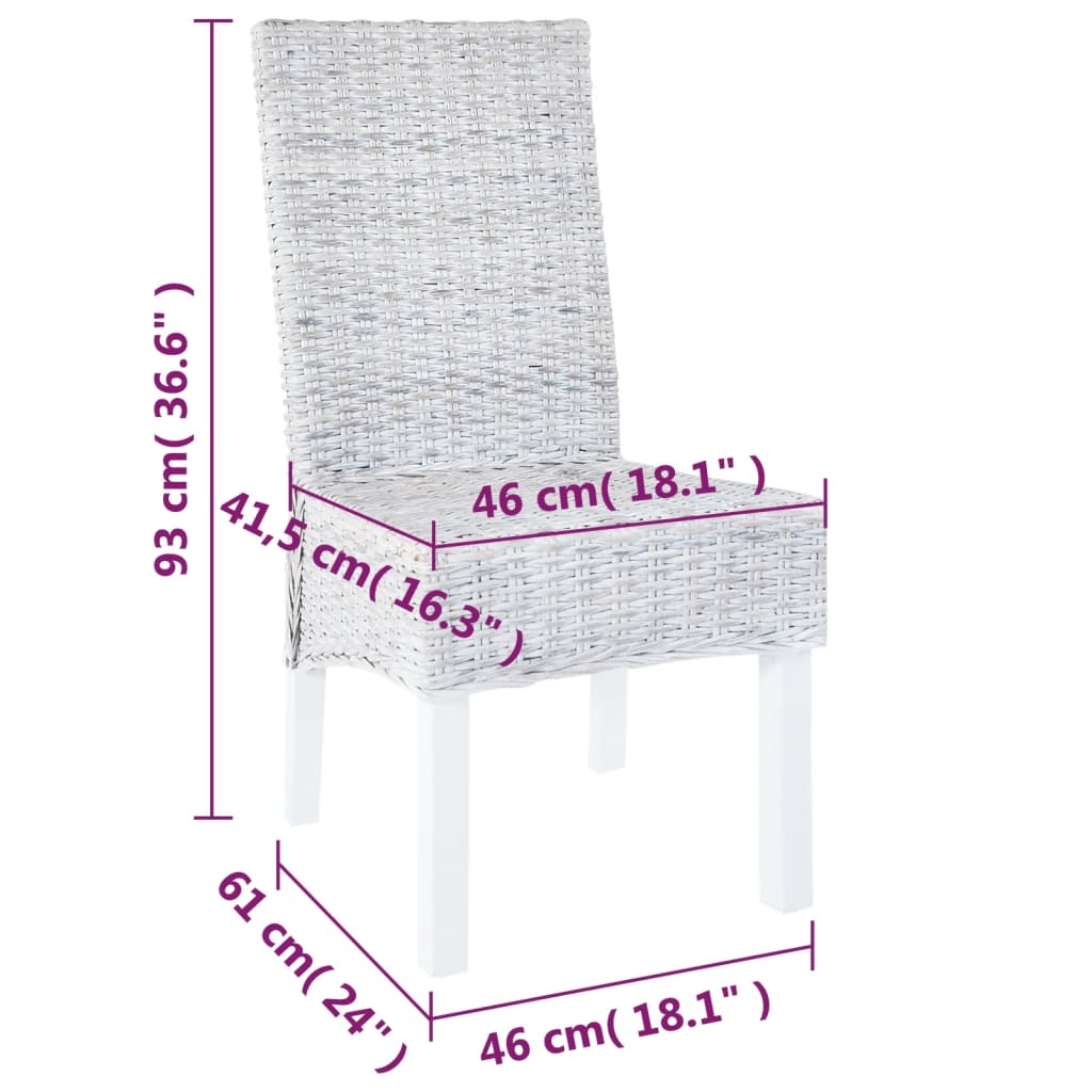 Sedie da Pranzo 2 pz Marrone Chiaro in Rattan Kubu e Mogano | homemem39