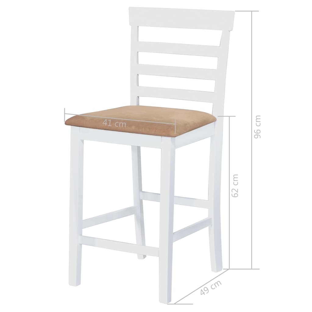 Set Tavolo e Sedie da Bar 5 pz Legno Massello Marrone e Bianco - homemem39