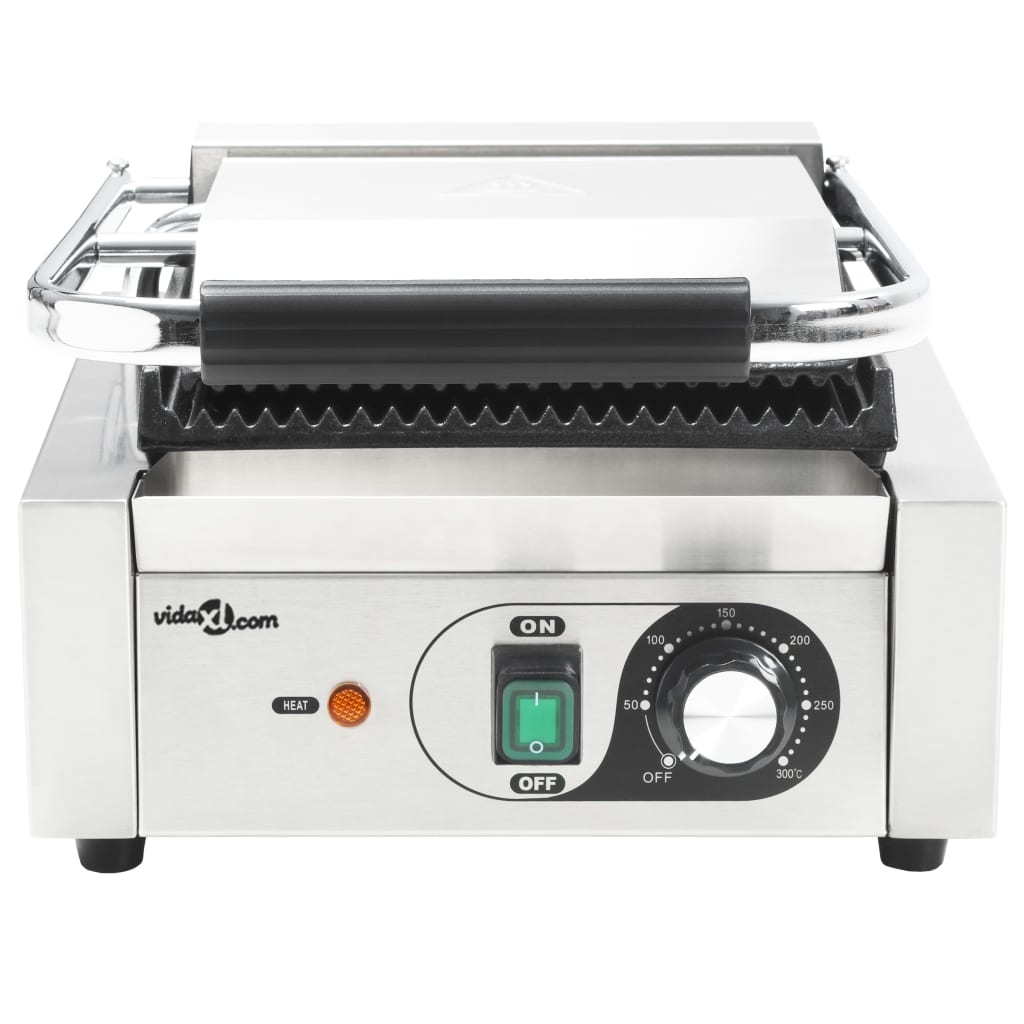 Griglia per Panini Scanalata in Acciaio Inox 1800W 31x30,5x20cm - homemem39