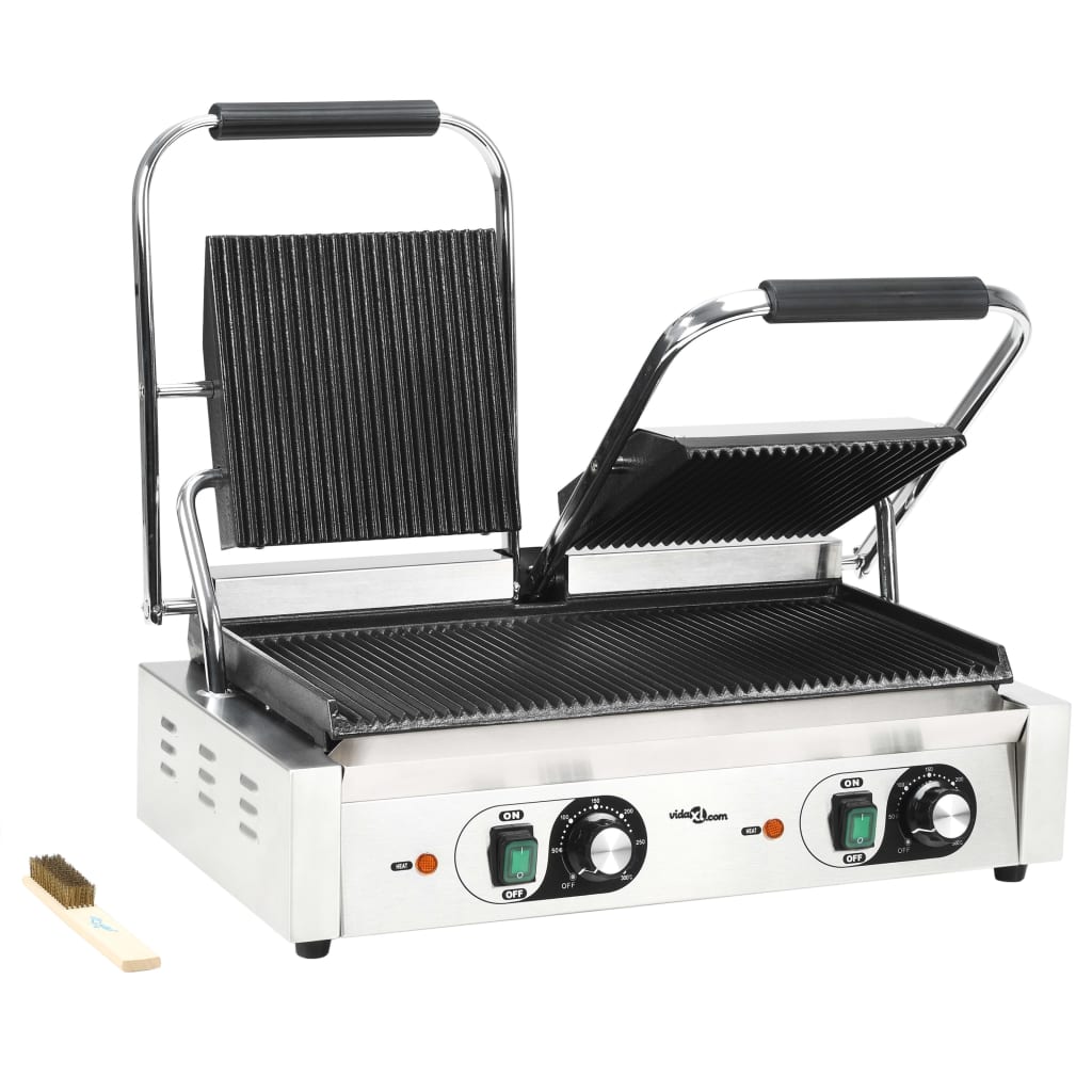 Doppia Griglia per Panini Scanalata 3600 W 57x30,5x20 cm - homemem39