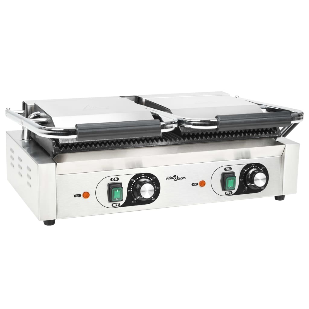 Doppia Griglia per Panini Scanalata 3600 W 57x30,5x20 cm - homemem39