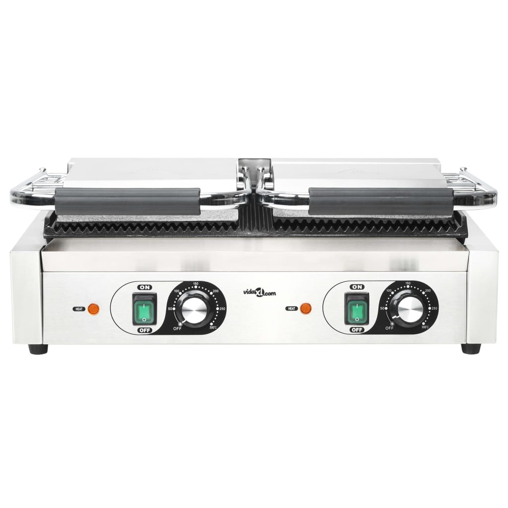Doppia Griglia per Panini Scanalata 3600 W 57x30,5x20 cm - homemem39