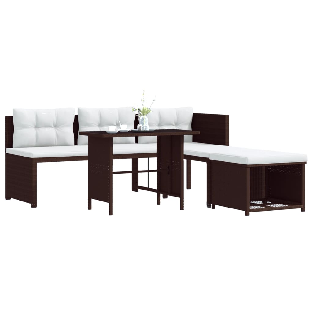 Set Divani da Giardino 4 pz in Polyrattan Marrone | homemem39