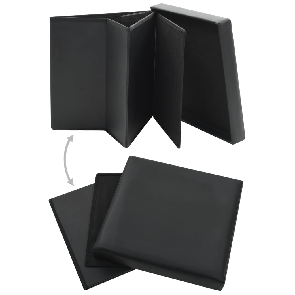 Sgabello Pieghevole con Contenitore Nero in Similpelle - homemem39