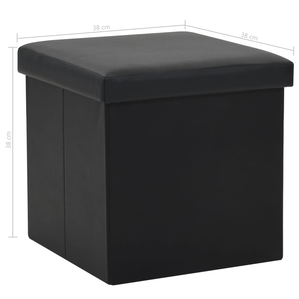 Sgabello Pieghevole con Contenitore Nero in Similpelle - homemem39