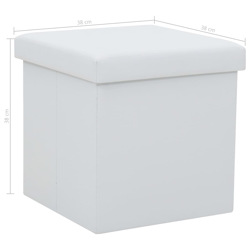 Sgabello Pieghevole con Contenitore Bianco in Similpelle | homemem39