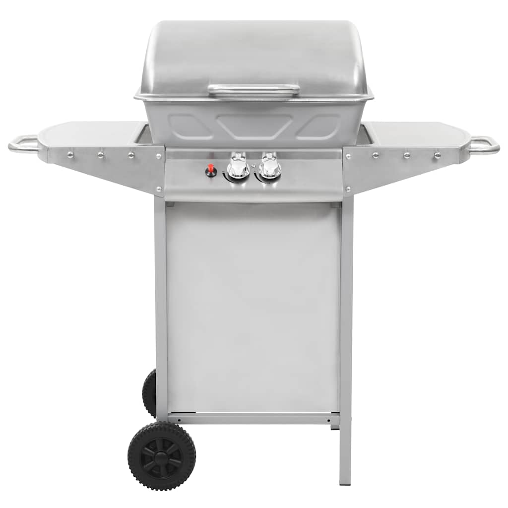 Barbecue a Gas con Griglia 2 Fornelli Argento Acciaio Inox - homemem39