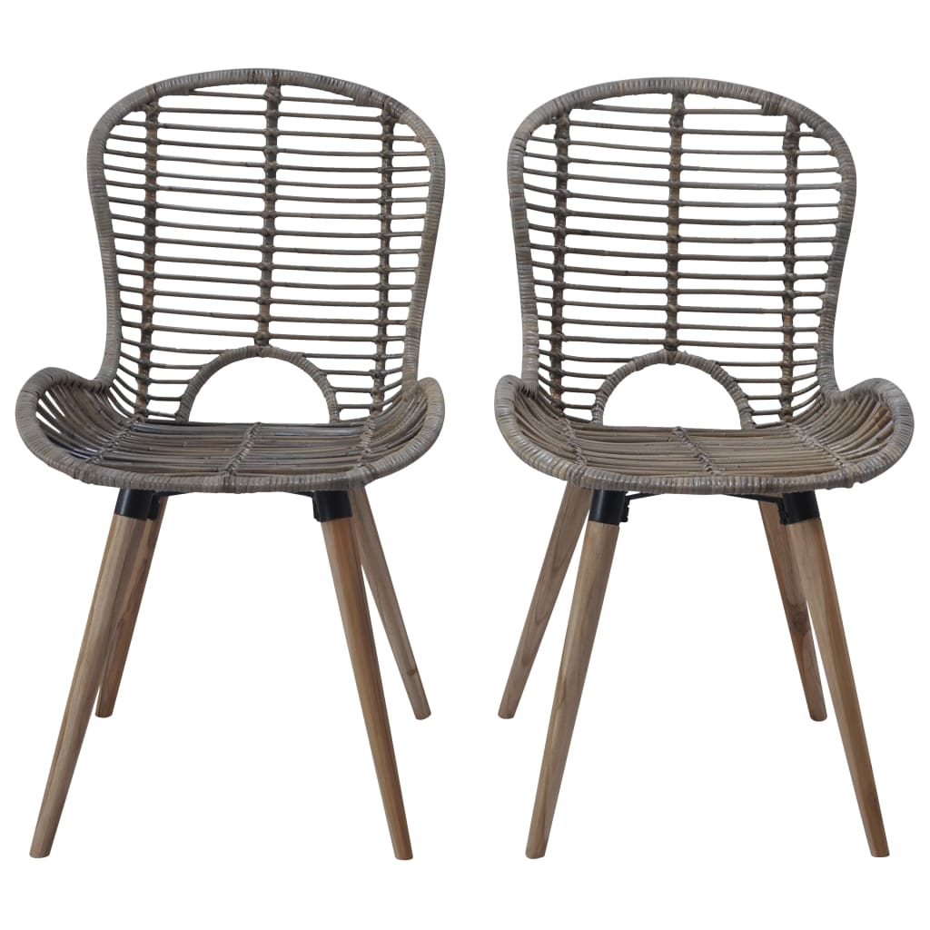 Sedie da Pranzo 2 pz Marroni in Rattan Naturale - homemem39
