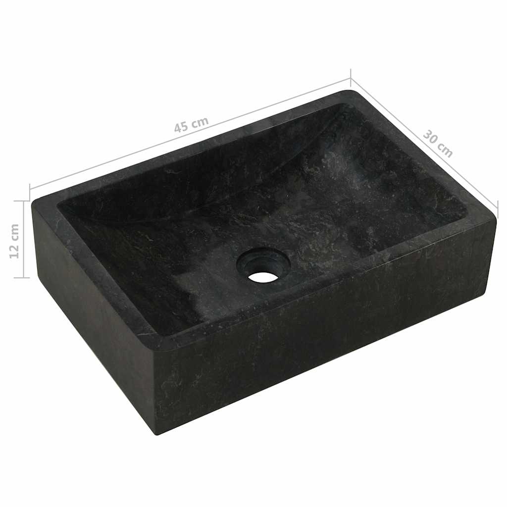 Lavello 45x30x12 cm Marmo Lucido Nero