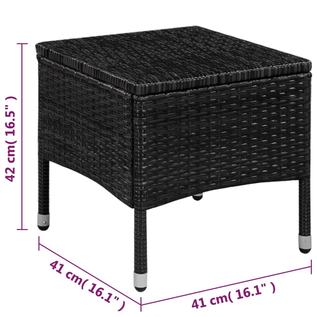 Set da Bistrot 3 pz in Polyrattan Nero - homemem39