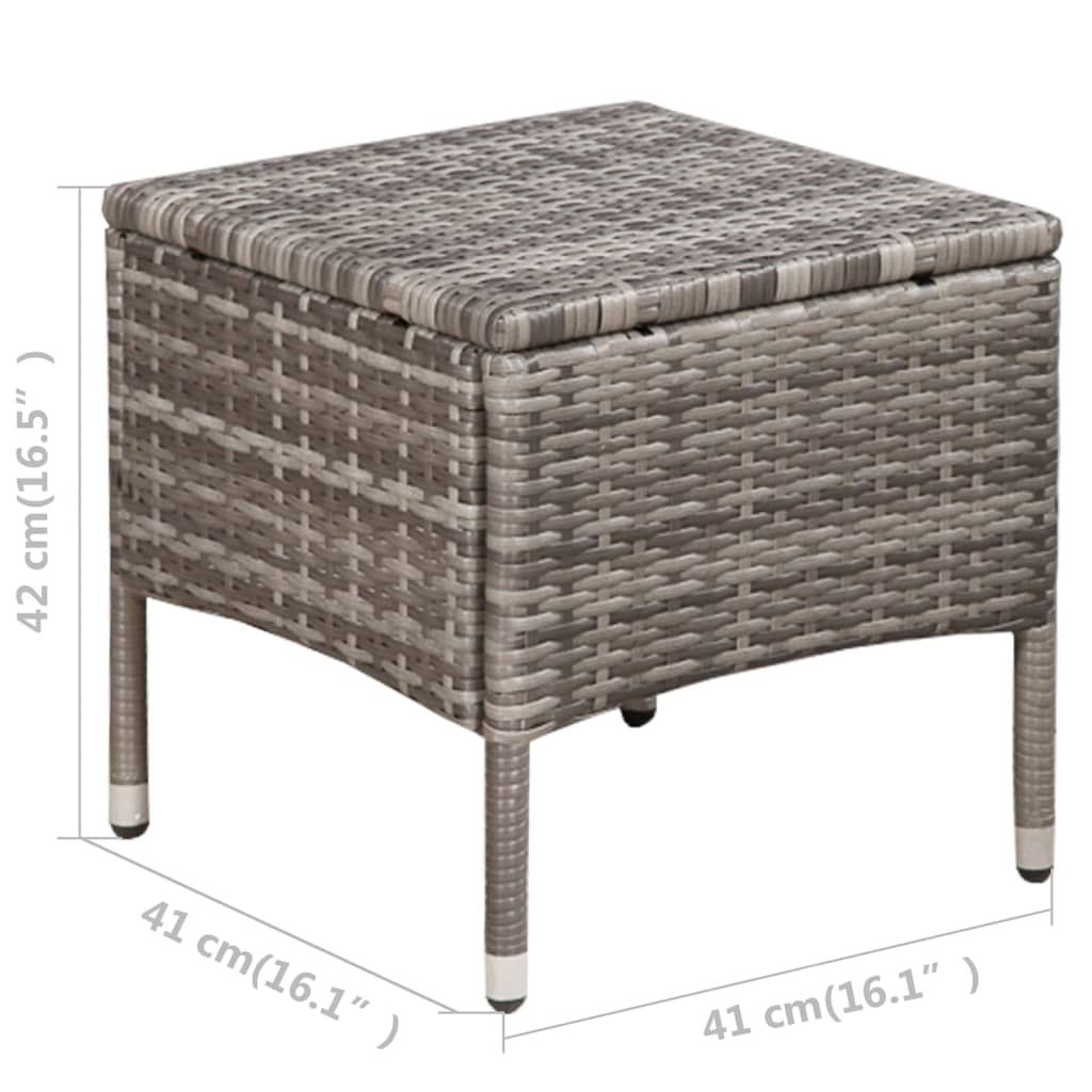 Set da Bistrot 3 pz in Polyrattan Grigio | homemem39