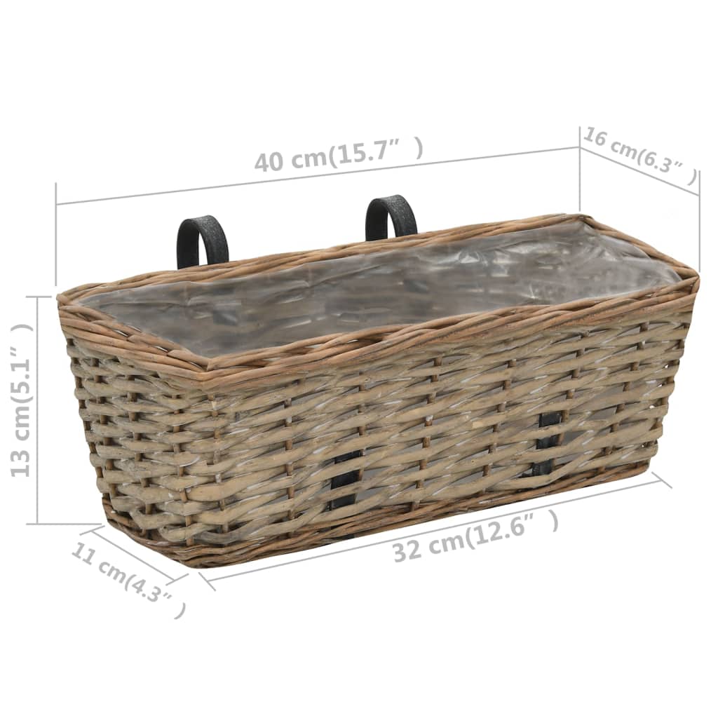Fioriere da Balcone 2 pz in Vimini con Rivestimento in PE 40 cm - homemem39