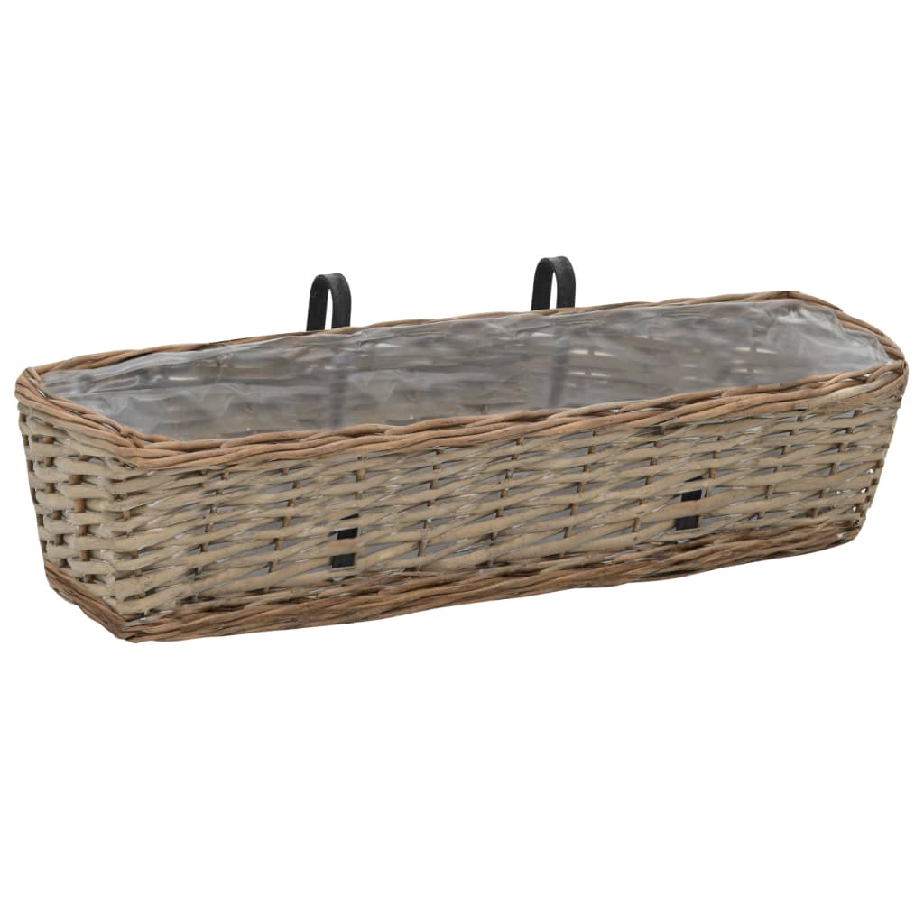2 pcs Balcony Planters in Wicker with PE Coating 60 cm