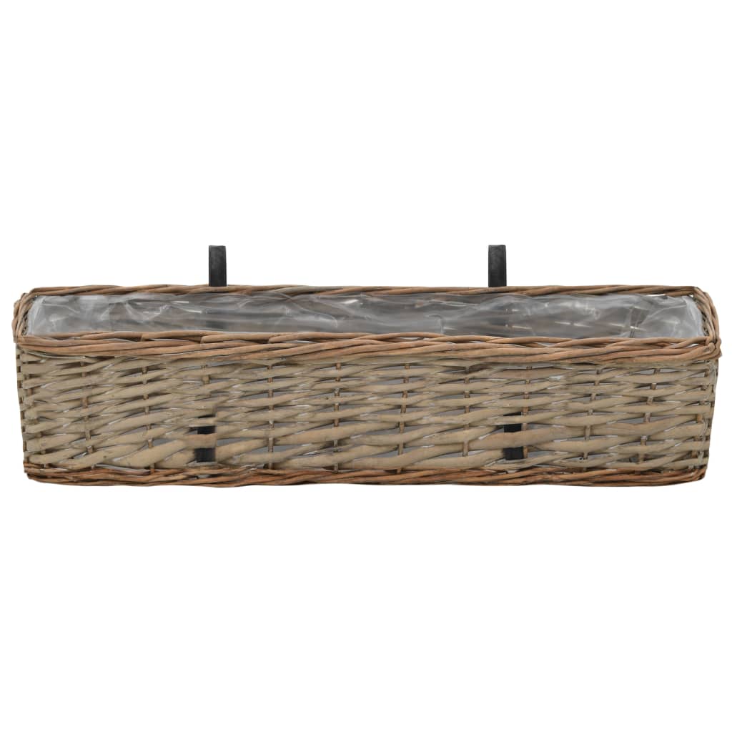 2 pcs Balcony Planters in Wicker with PE Coating 60 cm