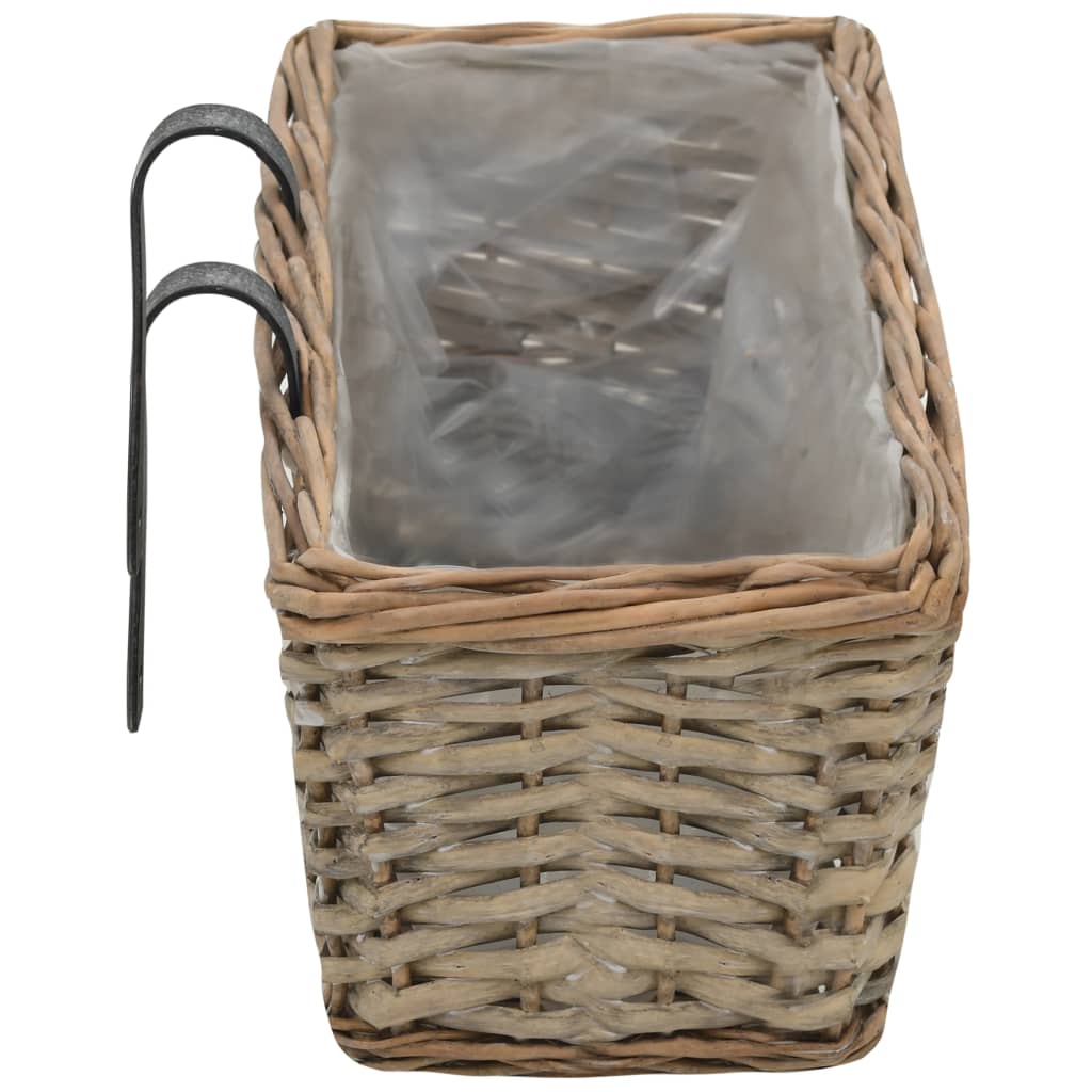 2 pcs Balcony Planters in Wicker with PE Coating 60 cm
