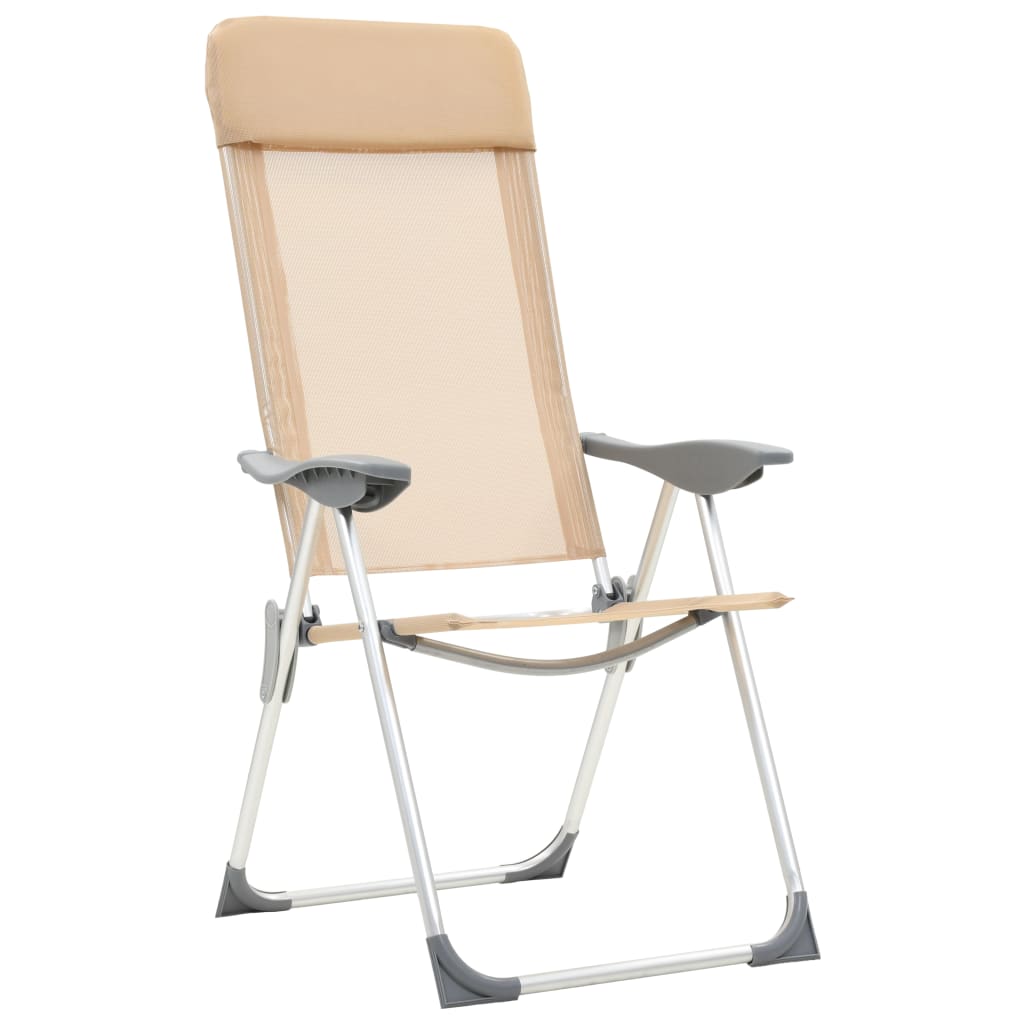 Sedie Pieghevoli da Campeggio 4 pz in Alluminio Crema - homemem39
