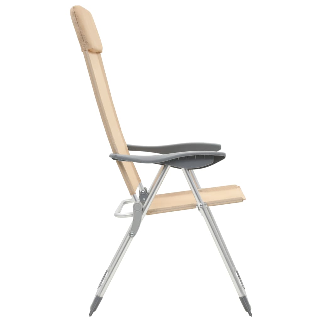 Sedie Pieghevoli da Campeggio 4 pz in Alluminio Crema - homemem39
