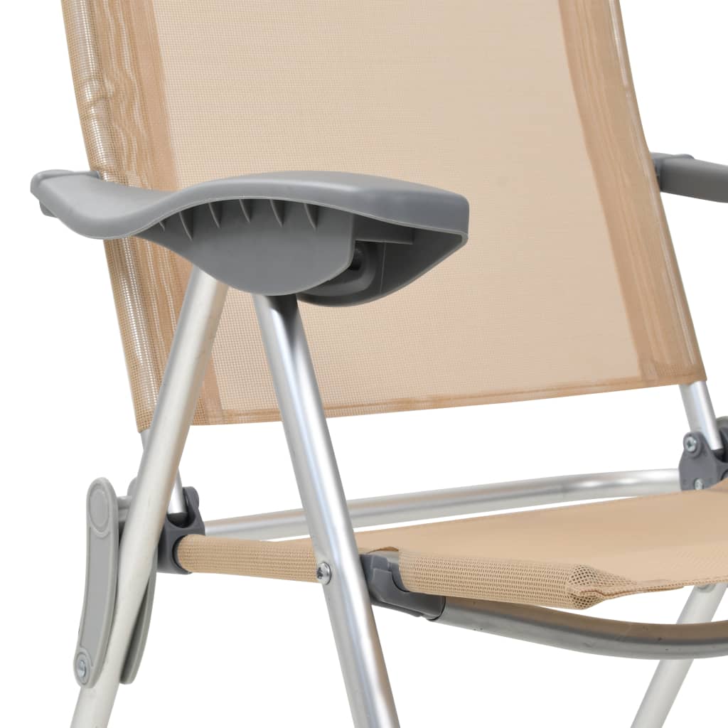 Sedie Pieghevoli da Campeggio 4 pz in Alluminio Crema - homemem39