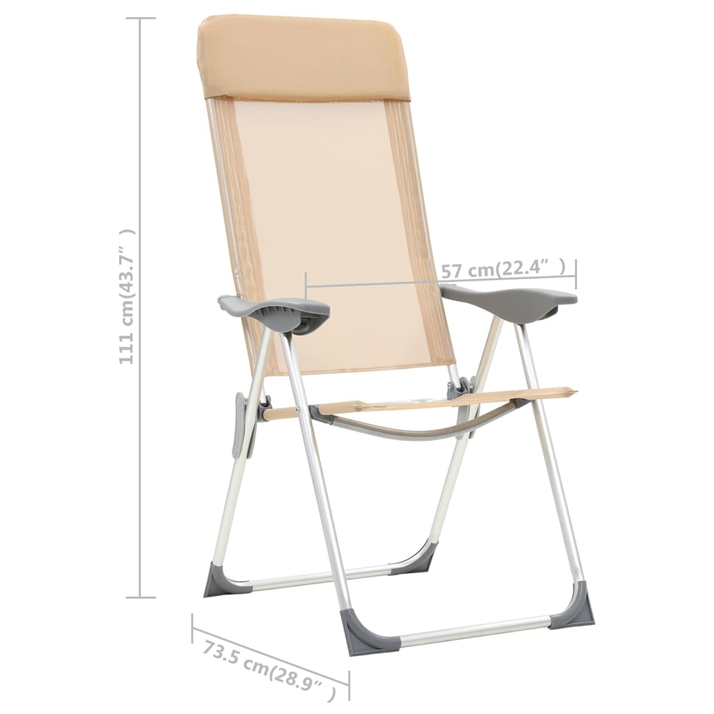 Sedie Pieghevoli da Campeggio 4 pz in Alluminio Crema - homemem39