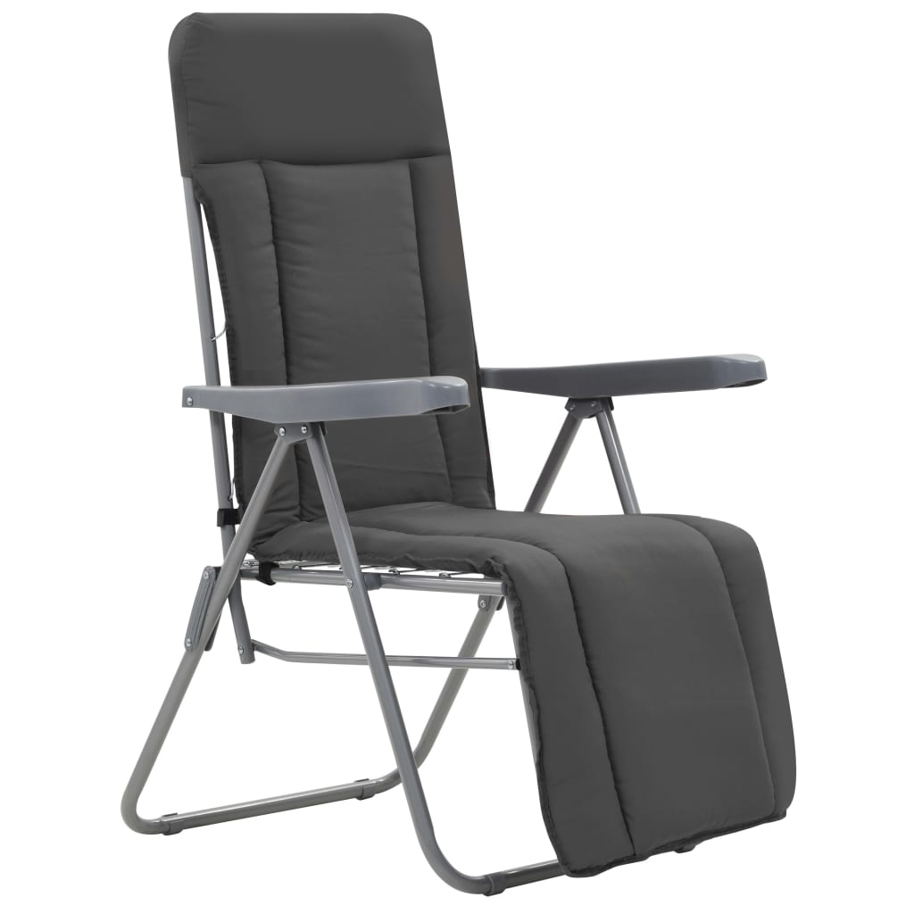 Sedie da Giardino Pieghevoli con Cuscino 2 pz Grigio - homemem39