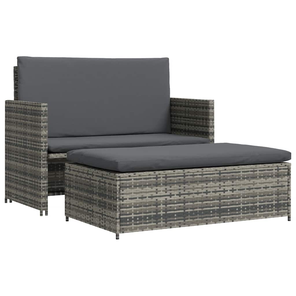 Set Divani da Giardino 2 pz con Cuscini in Polyrattan Grigio - homemem39