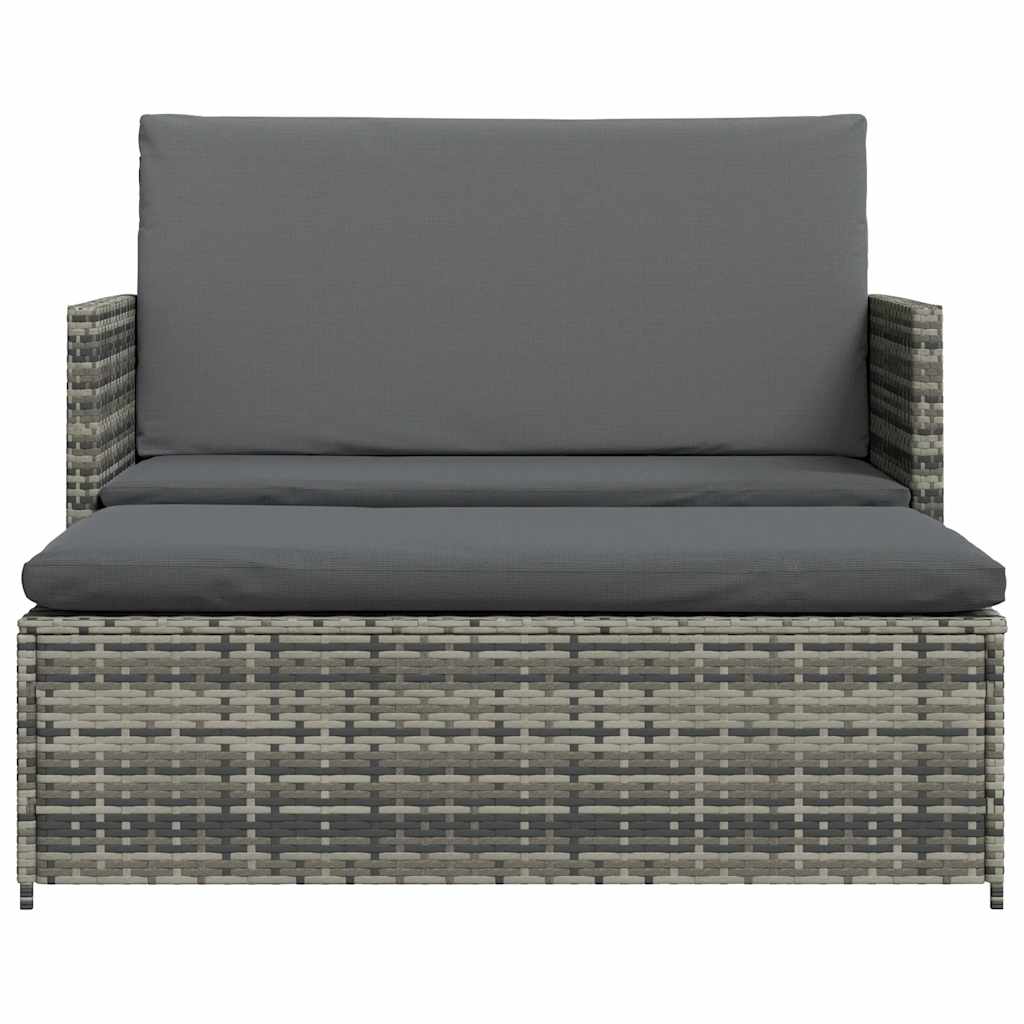 Set Divani da Giardino 2 pz con Cuscini in Polyrattan Grigio - homemem39