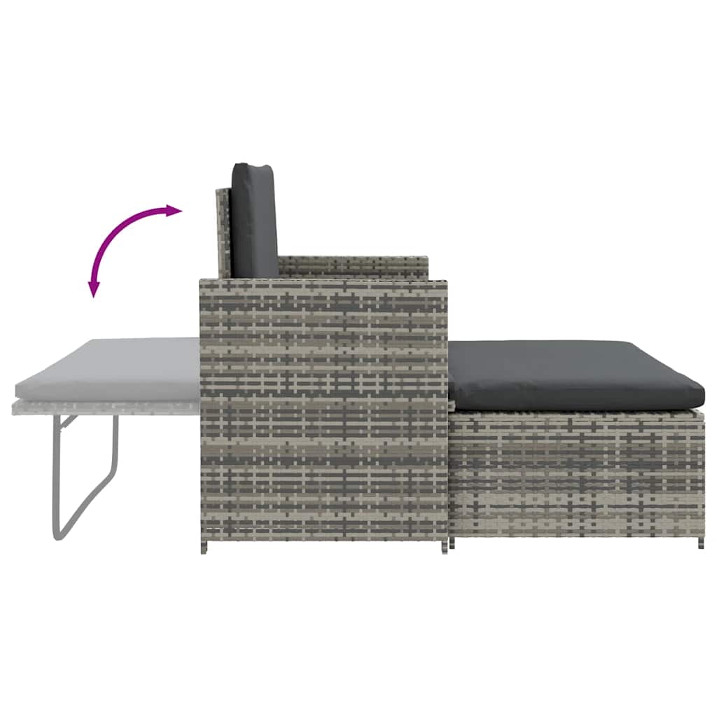 Set Divani da Giardino 2 pz con Cuscini in Polyrattan Grigio - homemem39