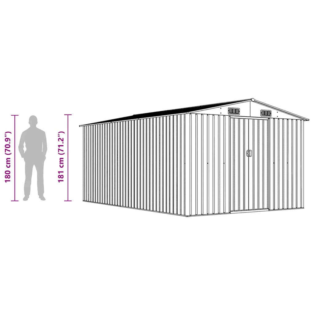 Casetta da Giardino 257x392x181 cm in Metallo Verde